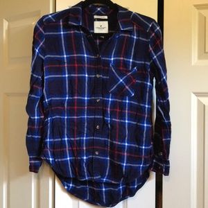 blue red and white flannel